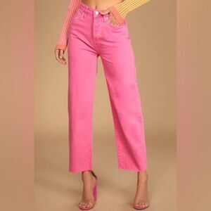 Blank NYC | The Baxter Pink Denim High-Waisted Straight Jeans